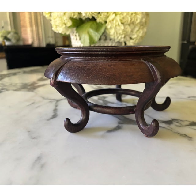 Wood Cabinet of Curiosities Glass Cloche With Bird’s Nest Wrapped in Dried Gypsophila on Decorative Asian Wooden Stand For Sale - Image 7 of 15