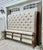 Wood King Sleigh Bed Vintage Transitional Style Tufted Upholstered Linen Taupe For Sale - Image 11 of 15