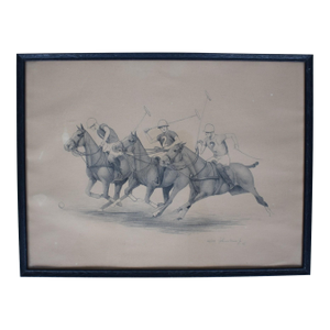 Three Polo Players on the Field 1948 Lithograph by John Nace Jr.