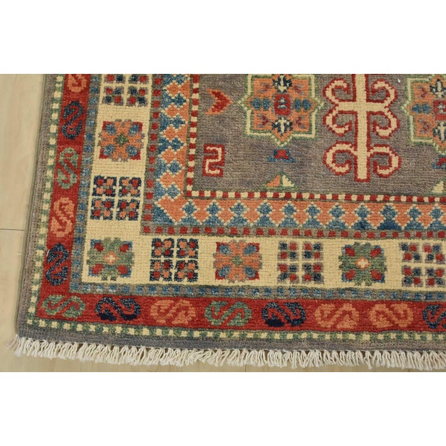 Kazak Runner 2’7” X 9’8” Gray Wool Tribal Hand-Knotted Oriental Rug For Sale - Image 10 of 13