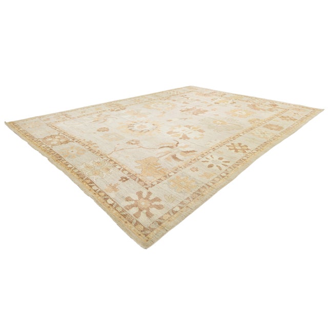 14x19 Modern Oushak Style Hand-Knotted Wool Rug Neutral Earth Tones For Sale - Image 12 of 12
