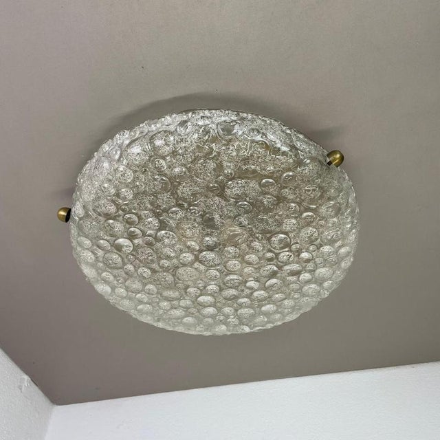 Large Ice Murano Glass Flush Mount from Hillebrand Leuchten, 1970s For Sale - Image 3 of 18