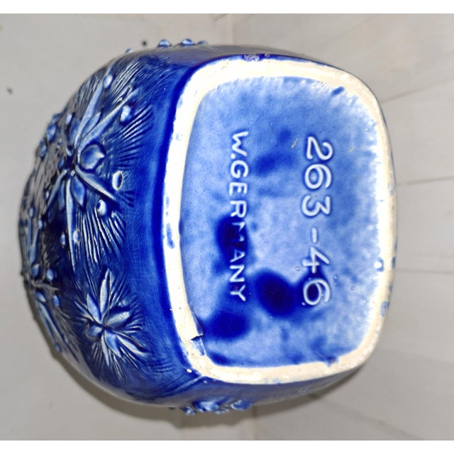 Vintage Blue Ceramic Vase with Ice Crystal Decoration from Scheurich, 1970s For Sale - Image 4 of 5