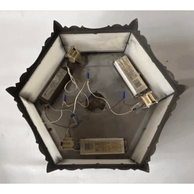 Vintage Gothic Style Milk Glass Church Ceilling Light Flush Mount For Sale - Image 4 of 8