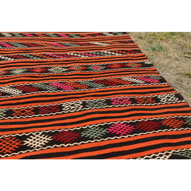 Textile 1970s Traditional Striped Large Kilim For Sale - Image 7 of 12