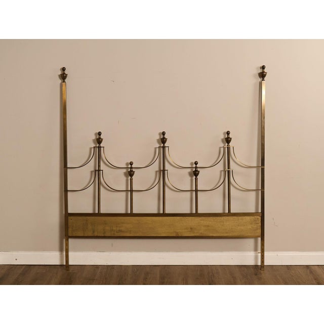 High Quality Vintage King Size Headboard with Decorative Finials and Elegant Curved Openwork Design By Mastercraft (Not...