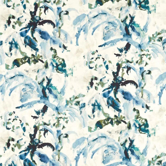 Zoffany Long Water Fabric in Botanical Indigo For Sale
