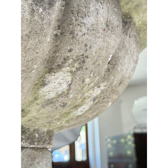 English Garden Stone Planter or Urn on Pedestal Stand in the Medieval Style For Sale - Image 10 of 11