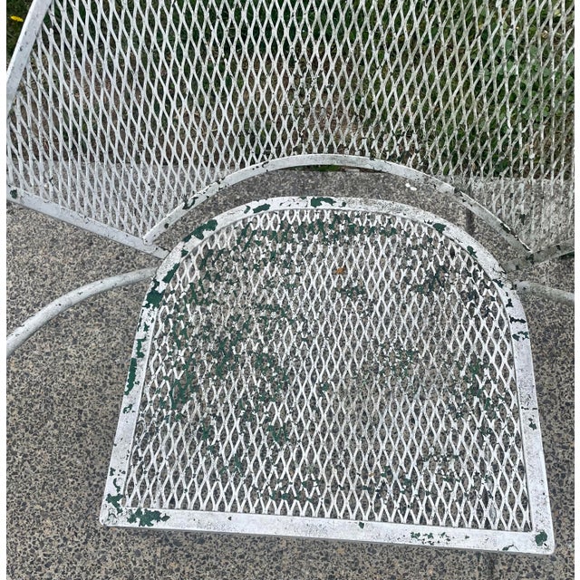 Russell Woodard Set of 3 Wrought Iron Garden Patio Chairs Mesh Seats Backs Att Russell Woodard For Sale - Image 4 of 12