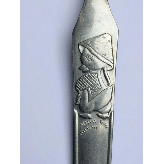 Mid-Century Modern Stainless Steel Baby / Infant Feeding Spoons - Set of Two For Sale - Image 4 of 13