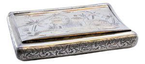 Silver Snuff Box with Arabic-Style Engravings with Plant Elements and Fluted Bottom