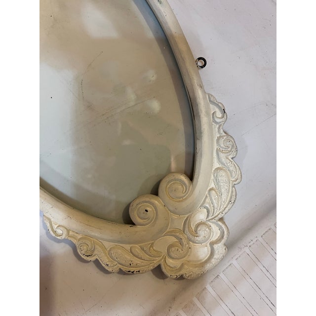 Antique Victorian Art Nouveau Cast Iron oval frame . Heavy Iron metal frame encased clear glass. This has 2 small metal...