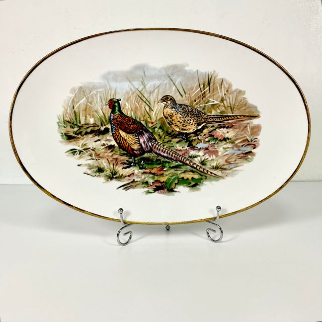 Rustic European 1970s Vintage Hollywood Regency Arts & Crafts Rustic European Pheasant Platter, Thanksgiving For Sale - Image 3 of 9