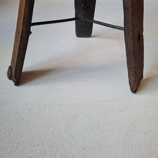 Brown Stool attributed to Adrien Audoux and Frida Minnet, 1950s For Sale - Image 8 of 11