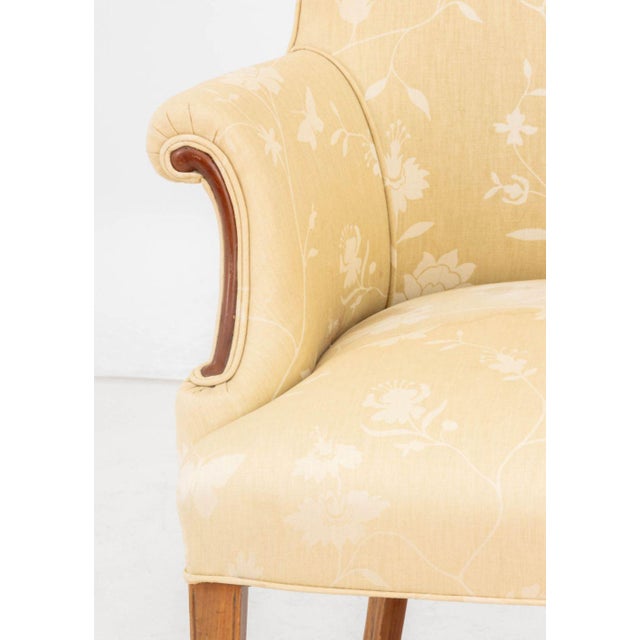 Contemporary Botanical Print Upholstered Wingback Armchair For Sale - Image 3 of 7
