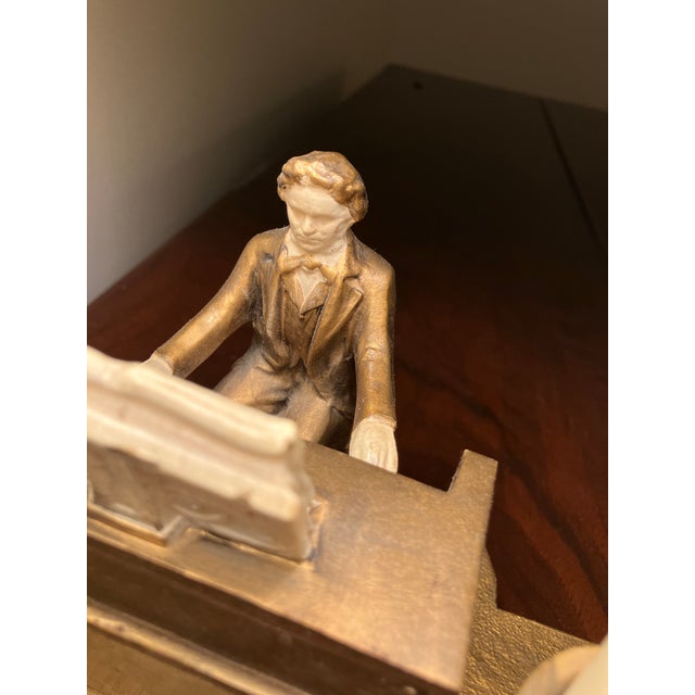 Mid-Century Modern Antique Figural 1932 Beethoven-Themed Piano Lamp W/Original Shade by J.B.Hirsch For Sale - Image 3 of 6