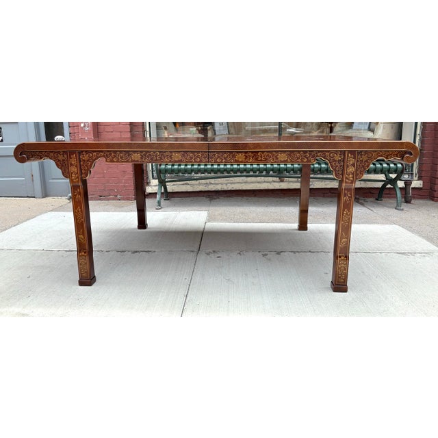 This is a mid-century vintage Shinwari dining table by Drexel Heritage. The dining table has a beautiful hand carved...
