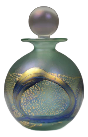 Iridescent Green and Blue Glass Perfume Bottle from Isle of Wight Studio Glass, 1970s