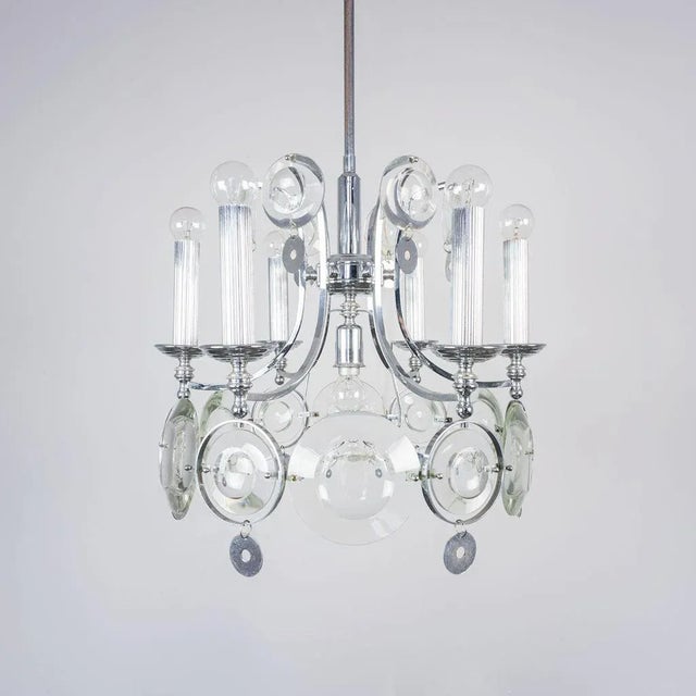 Steel Glass Chandelier, 1970s For Sale - Image 10 of 10