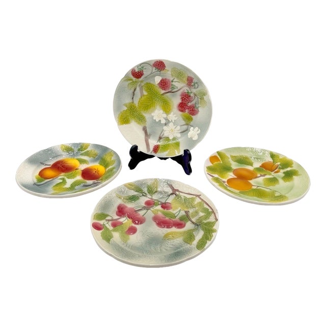 Mid-Century Verger Earthenware Dessert Plates from Saint Clément, 1960s, Set of 4 For Sale