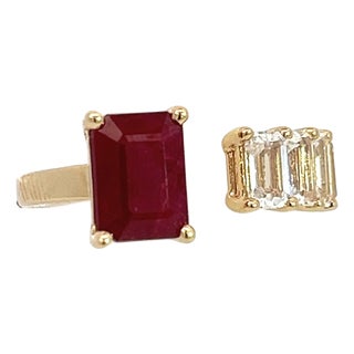 Natural Ruby Sapphire Ring 6.5 14k W Gold 3.64 TCW Certified For Sale