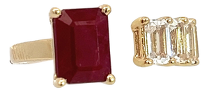 Natural Ruby Sapphire Ring 6.5 14k W Gold 3.64 TCW Certified