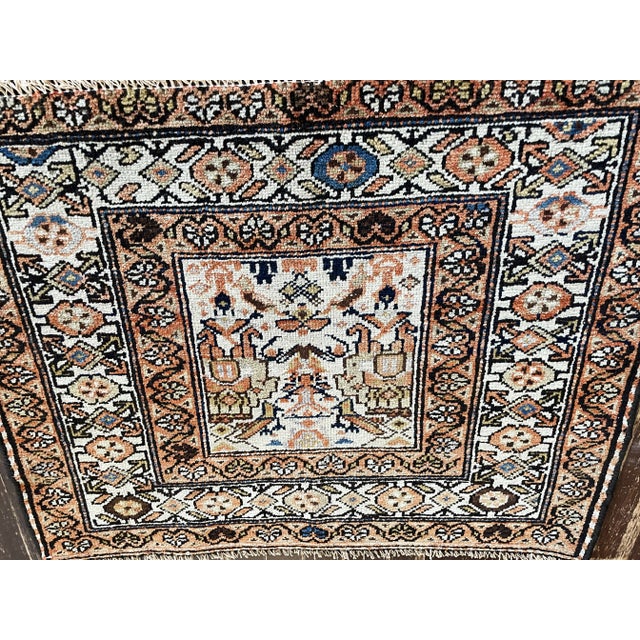 Tribal Antique Bakhtiari Rare Rug, the Prince and His Bird Guards, 2' X 2;7" For Sale - Image 3 of 7
