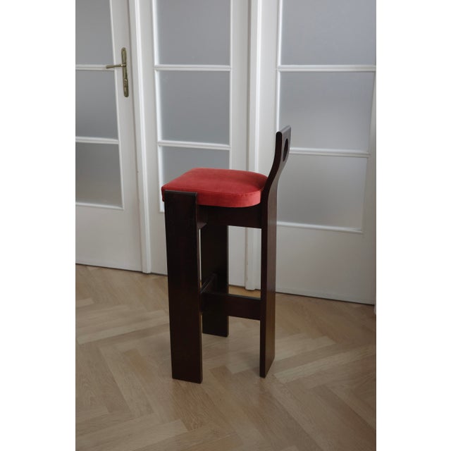 Wood Brutalist Wooden Bar Stool, 1960s For Sale - Image 7 of 8