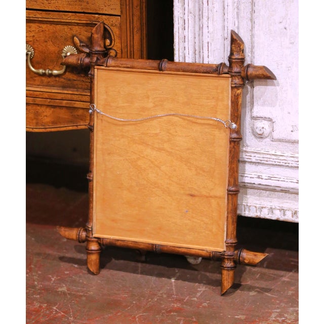 Early 20th Century French Faux Bamboo Walnut Wall Mirror For Sale In Dallas - Image 6 of 6