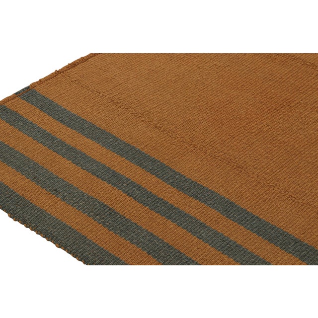 2010s Rug & Kilim’s Textural Modern Kilim in Orange With Blue Stripes For Sale - Image 5 of 7