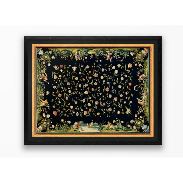 Atelier Aria Lumae Golden Age Dutch Floral Antique Tapestry Fine Art Gallery Board Print With Faux Antique Gilt Frame Print Design 32 X 24.5 For Sale - Image 10 of 12