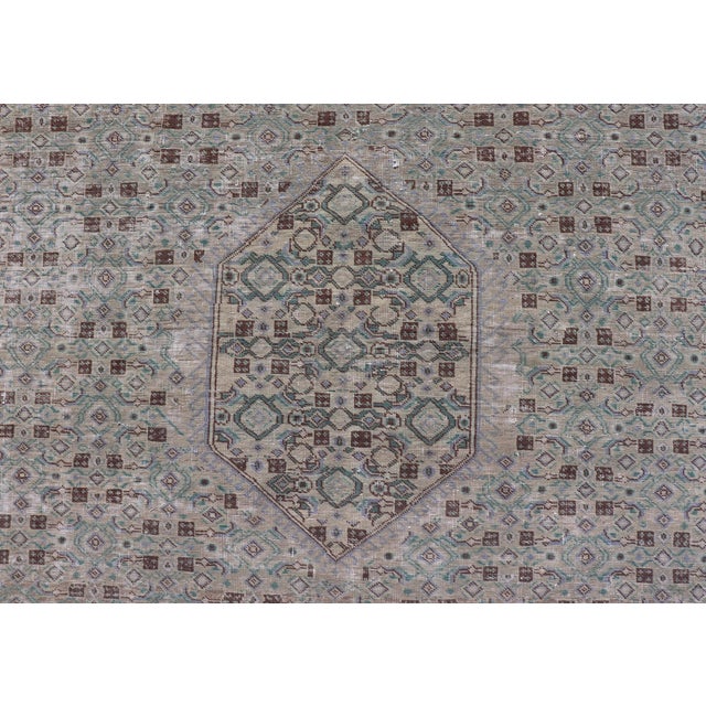 Textile Vintage Persian Tabriz Rug With Floral Medallion in Earthy Tones With Brown For Sale - Image 7 of 13