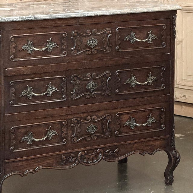 Burnt Umber Antique Liégeoise Louis XIV Marble Top Commode For Sale - Image 8 of 17