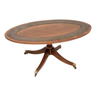 Antique Regency Leather Top Coffee Table, 1950 For Sale