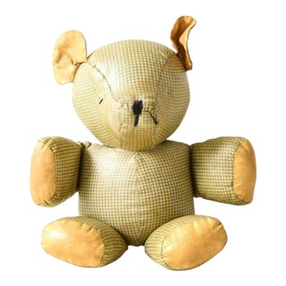 Stuffed Animal Plaid Teddy Bear Toy, Early 20th Century For Sale