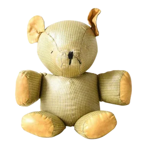 Stuffed Animal Plaid Teddy Bear Toy, Early 20th Century
