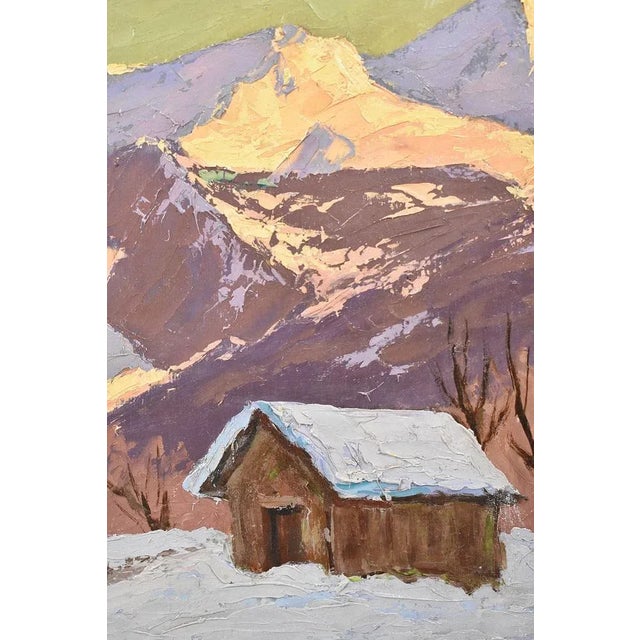 Lucien Quenard, Mountain Landscape, 1930, Oil on Panel, Framed For Sale - Image 4 of 10