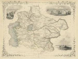 Antique Map of Central Asia Between the Caspian Sea and Lake Balkhash