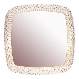 Large Illuminated Mirror with Crystal Flowers