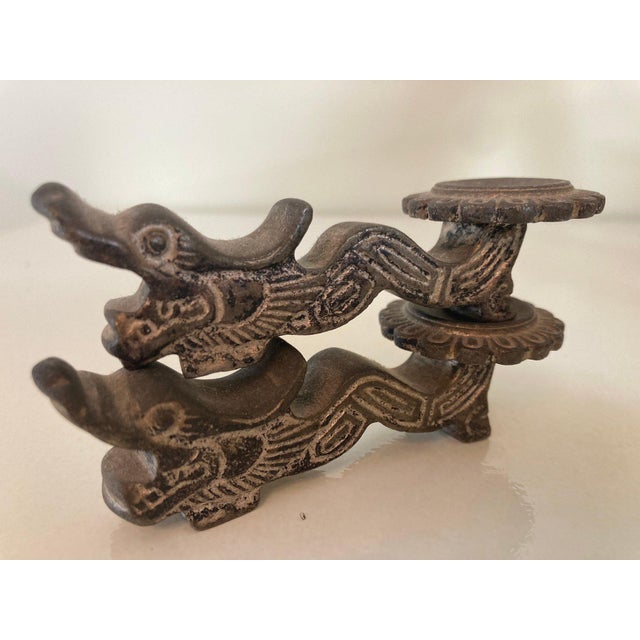 Chinese Antique Iron Dragon-Form Chinese Chopstick Rests—A Pair For Sale - Image 3 of 10