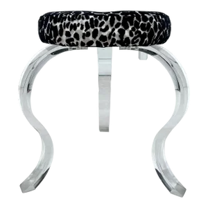 Vintage 3-Legged Curved Lucite Animal Print Stool