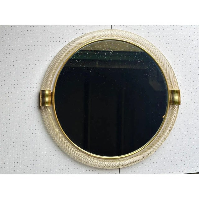 Venetian Round Murano Glass Wall Mirror by Simoeng For Sale - Image 7 of 8