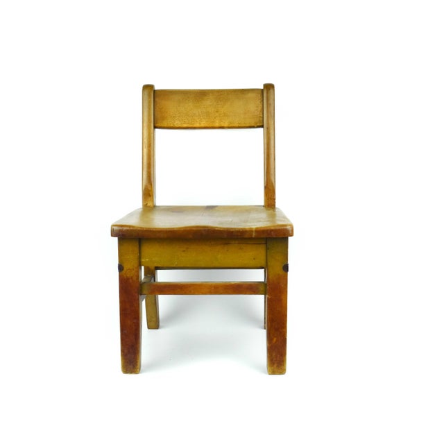 Early 20th Century Solid Wood Schoolhouse Child Chair With Ladder Back Style For Sale - Image 4 of 13