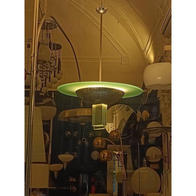 Glass and Metal Pendant by Pietro Chiesa for Fontana Arte, Italy, 1950s For Sale - Image 6 of 11