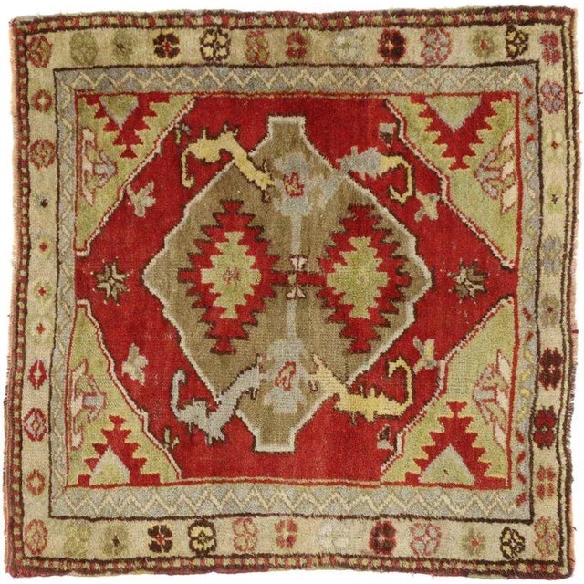 Vintage Mid-Century Turkish Oushak Rug - 3′3″ × 3′3″ For Sale In Dallas - Image 6 of 7