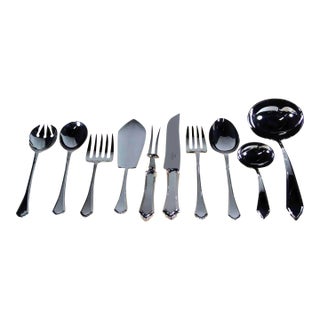 Vintage/New Mappin & Webb Pembury Pattern Complete Silverplate Flatware Set for 12 & Chest- 119 Pieces For Sale