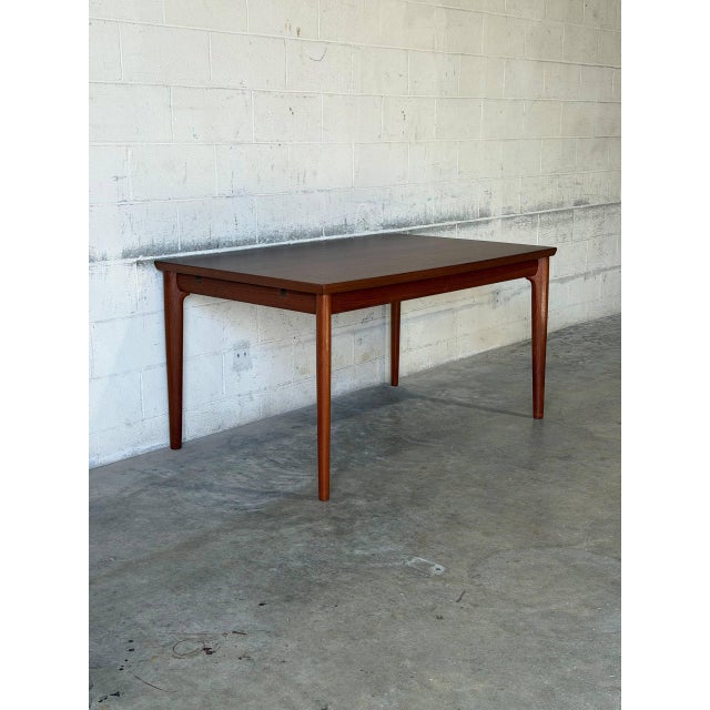 Teak Extendable Rectangular Dining Table With Two Leaves Danish Mid-Century Modern 1960s For Sale - Image 4 of 11