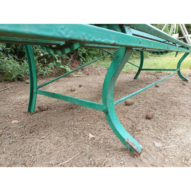 Green Corrugated Metal Garden Bench, 1930s For Sale - Image 8 of 16