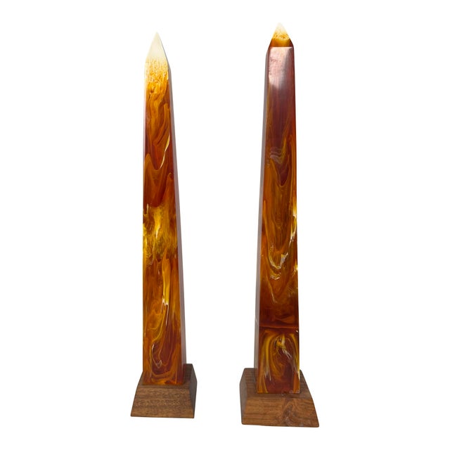 Collection of Faux Tortoise Shell Obelisks and Paper Machè Decorative Sphere For Sale In Boston - Image 6 of 18