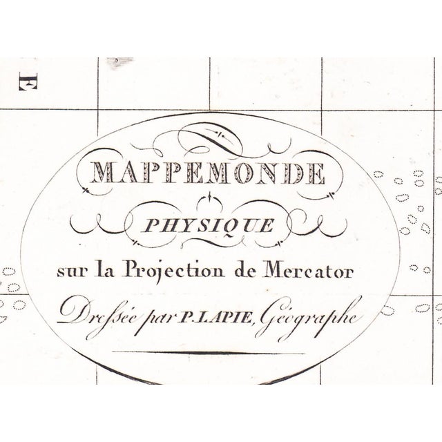 Early 19th Century 1816 Pierre Lapie Map "MappeMonde Physique Sur La Projection De Mercator" For Sale - Image 5 of 5
